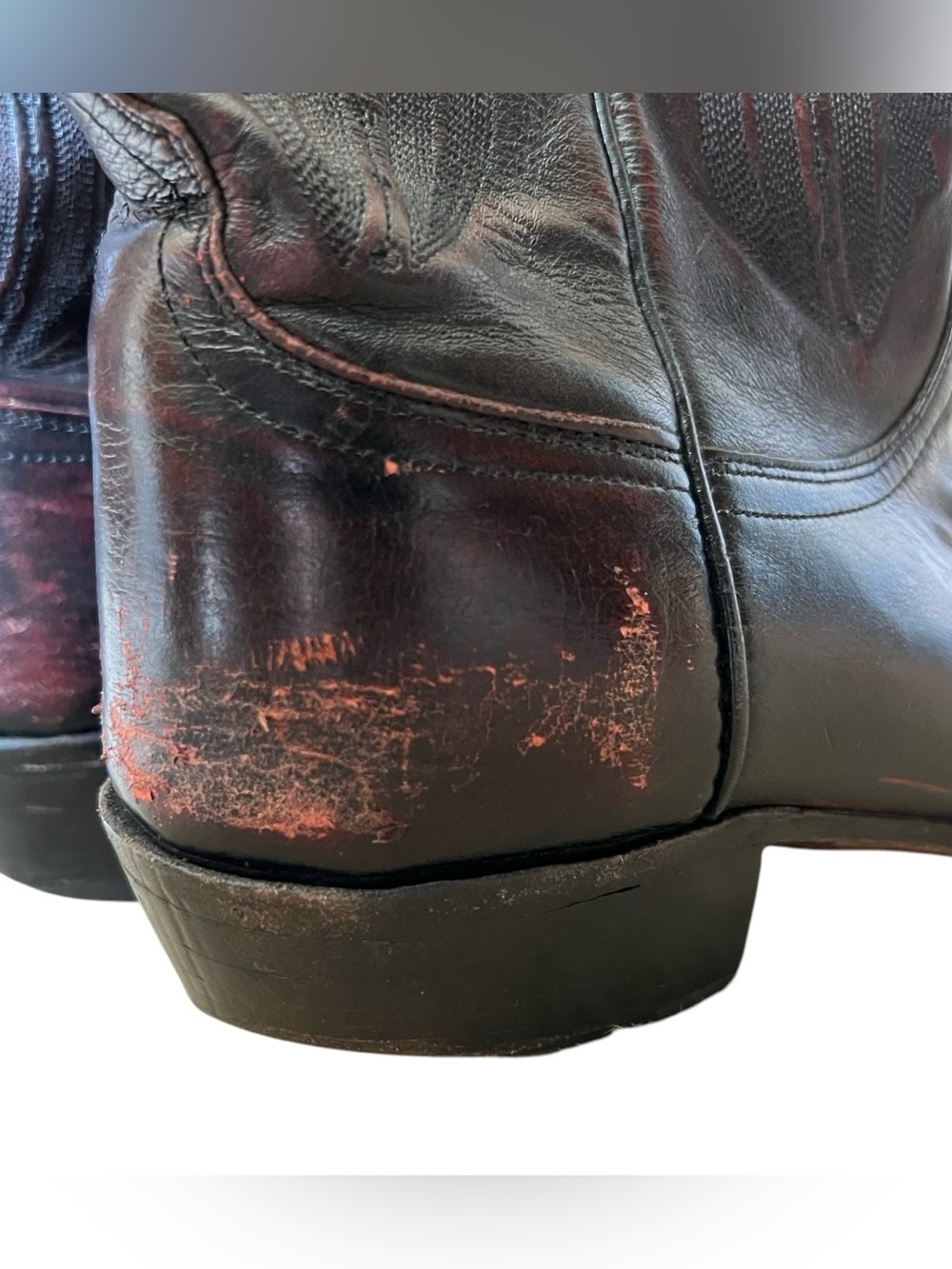 Lucchese 2000 Mens T3012R4 Kangaroo Black Cherry Red Leather Cowboy Boots - Picture 9 of 16